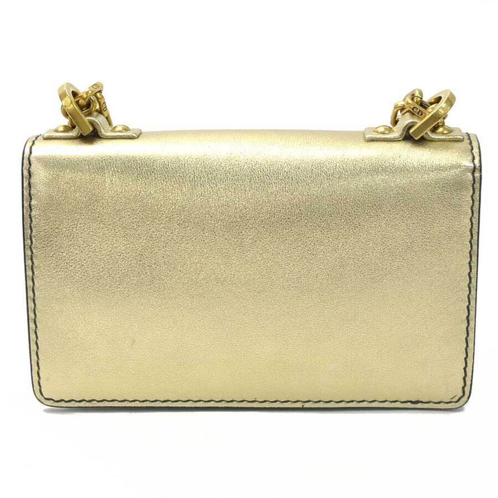 Dior JA Leather Chain Christian Calfskin Bag Gold Shoulder